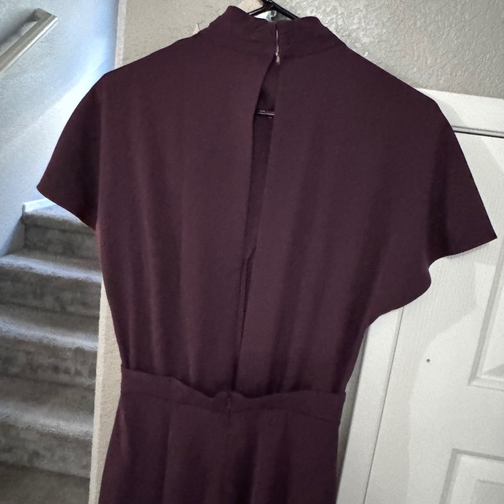 NWT $435 Black Halo Estella Jumpsuit Oxblood Draped Mock Neck High Waist Sz‎ 2 - Picture 13 of 15
